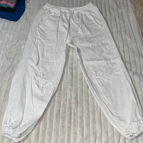 Free People Pants - Free People White Denim Jogger | Size Small